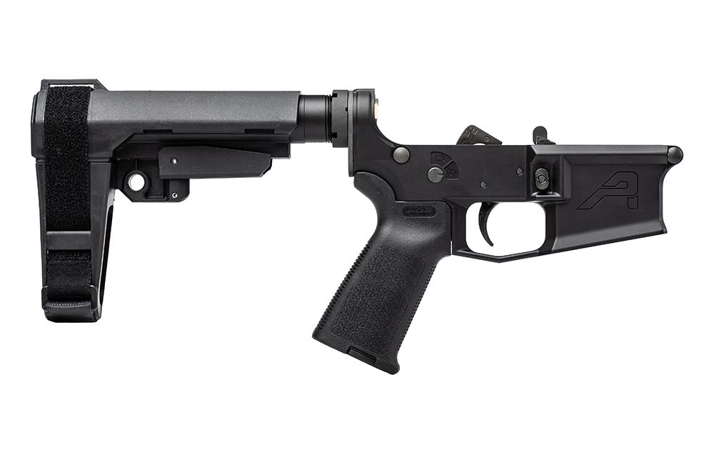 Aero Precision – M4E1 Pistol Complete Lower Receiver w/ MOE Grip & SBA3 Brace – Anodized Black