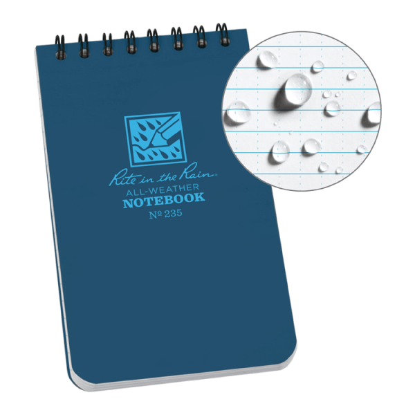 Rite in the Rain - 3" x 5" Pocket Notebook - Top Spiral - Blue