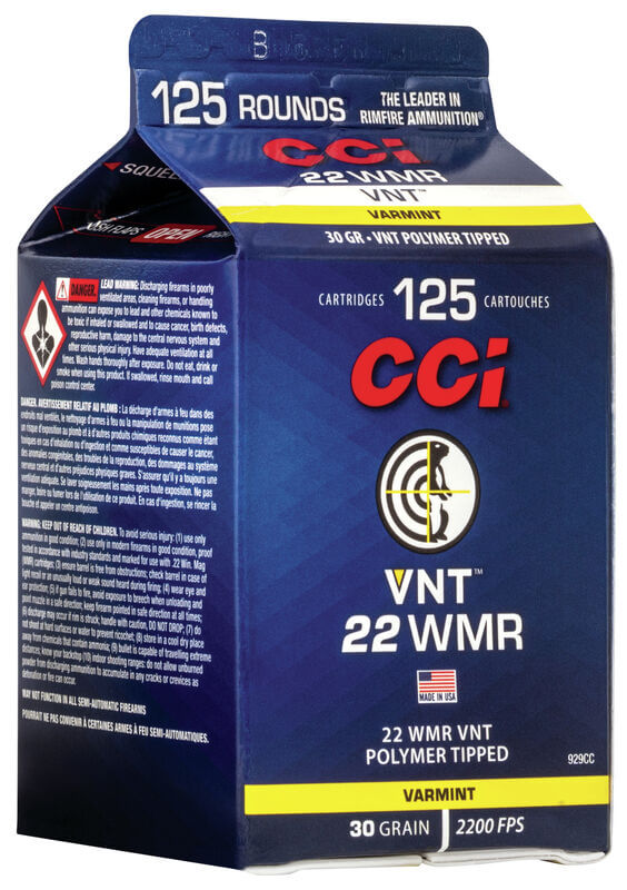 CCI 22 WMR - 30 Grain - VNT Polymer Tipped - 125 Rounds