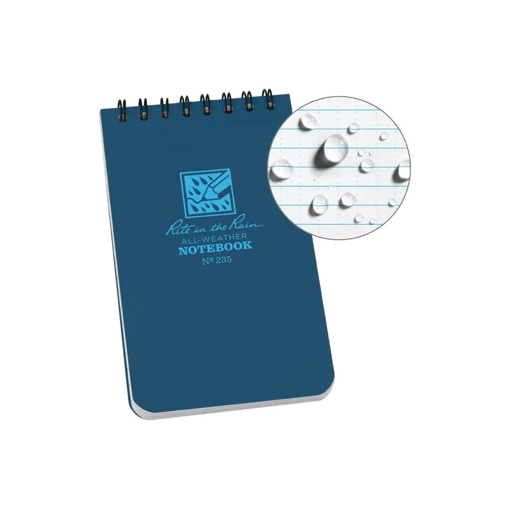 Rite in the Rain - 3" x 5" Pocket Notebook - Top Spiral - Blue