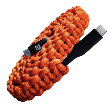 Dark Energy USB C to USB C Paracord Cable hi-vis orange