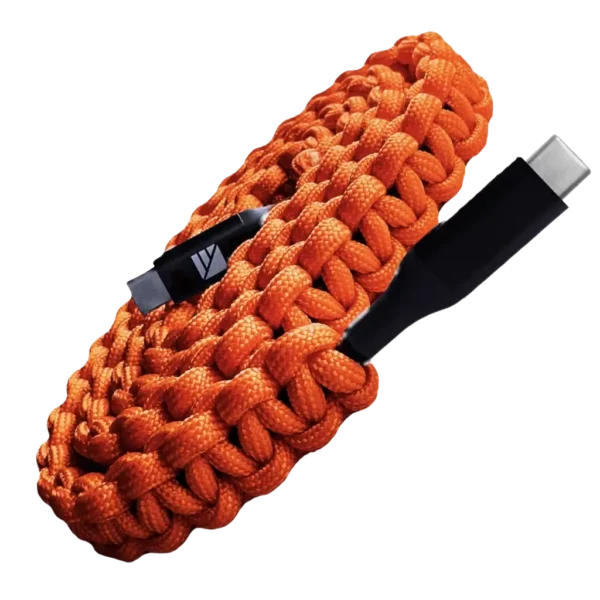Dark Energy USB C to USB C Paracord Cable hi-vis orange