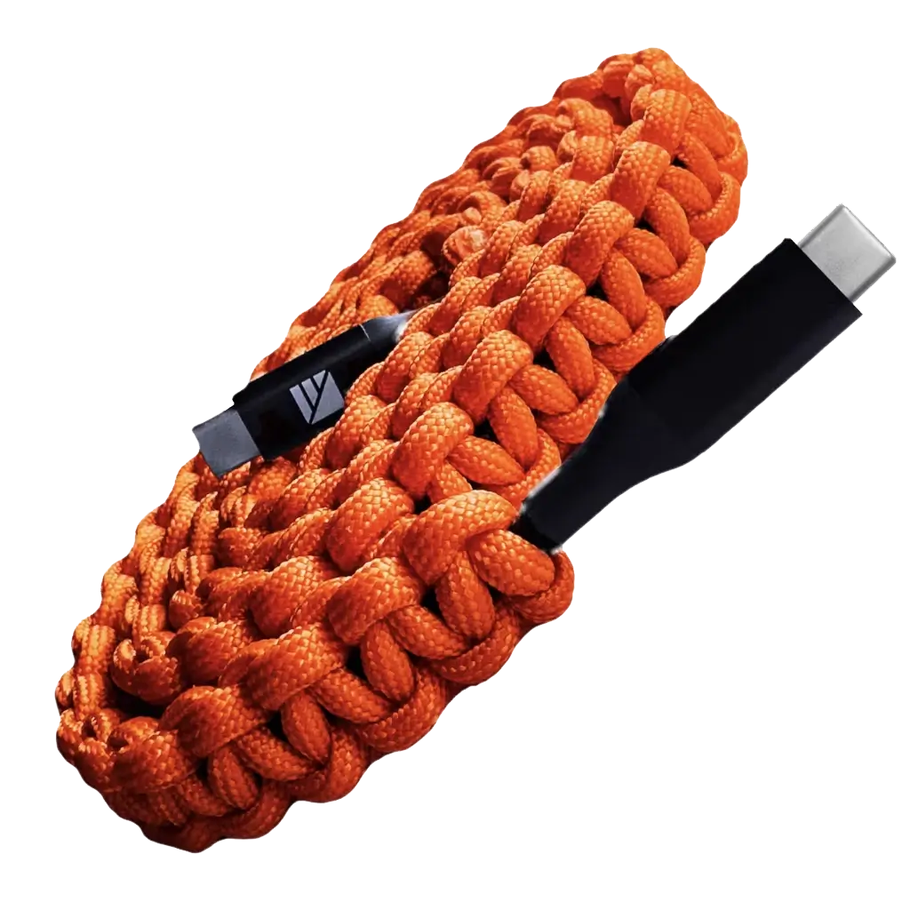 Dark Energy USB C to USB C Paracord Cable hi-vis orange