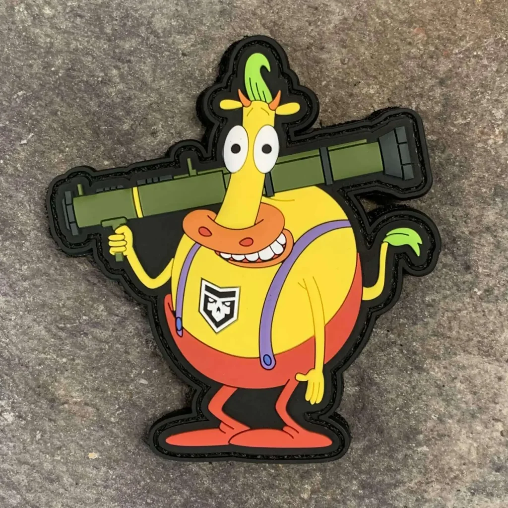 Heffer from Rocko's Modern Life holding a Bazooka PVC Patch