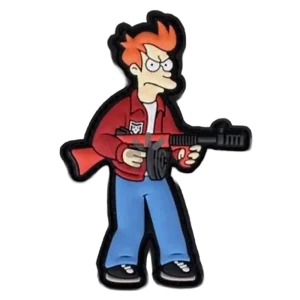 Phillip J. Fry from Futurama holding a futuristic weapon PVC Patch