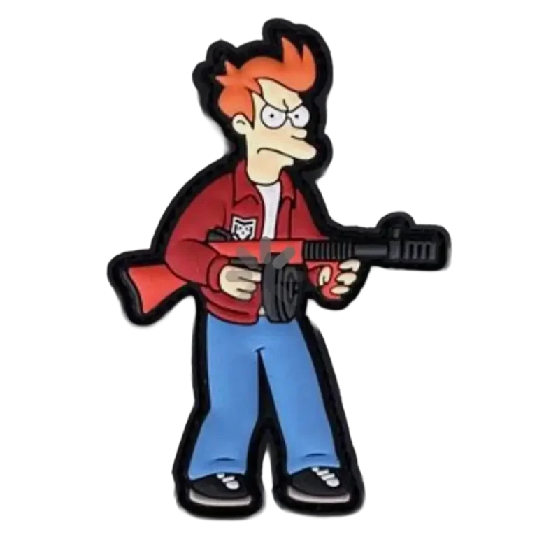Phillip J. Fry from Futurama holding a futuristic weapon PVC Patch