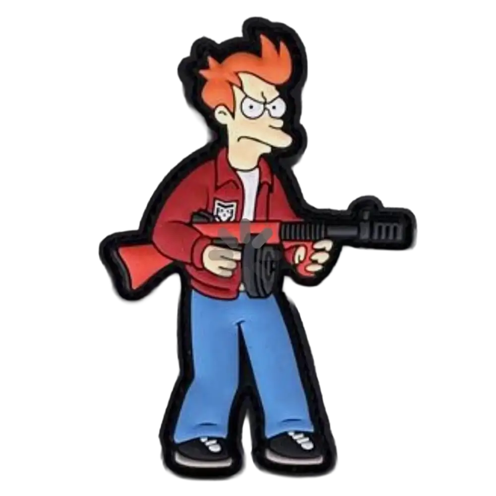 Phillip J. Fry from Futurama holding a futuristic weapon PVC Patch