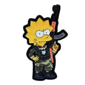 Lisa Simpson holding an AK PVC Patch