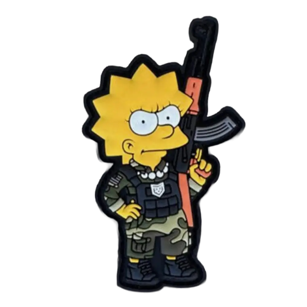 Lisa Simpson holding an AK PVC Patch