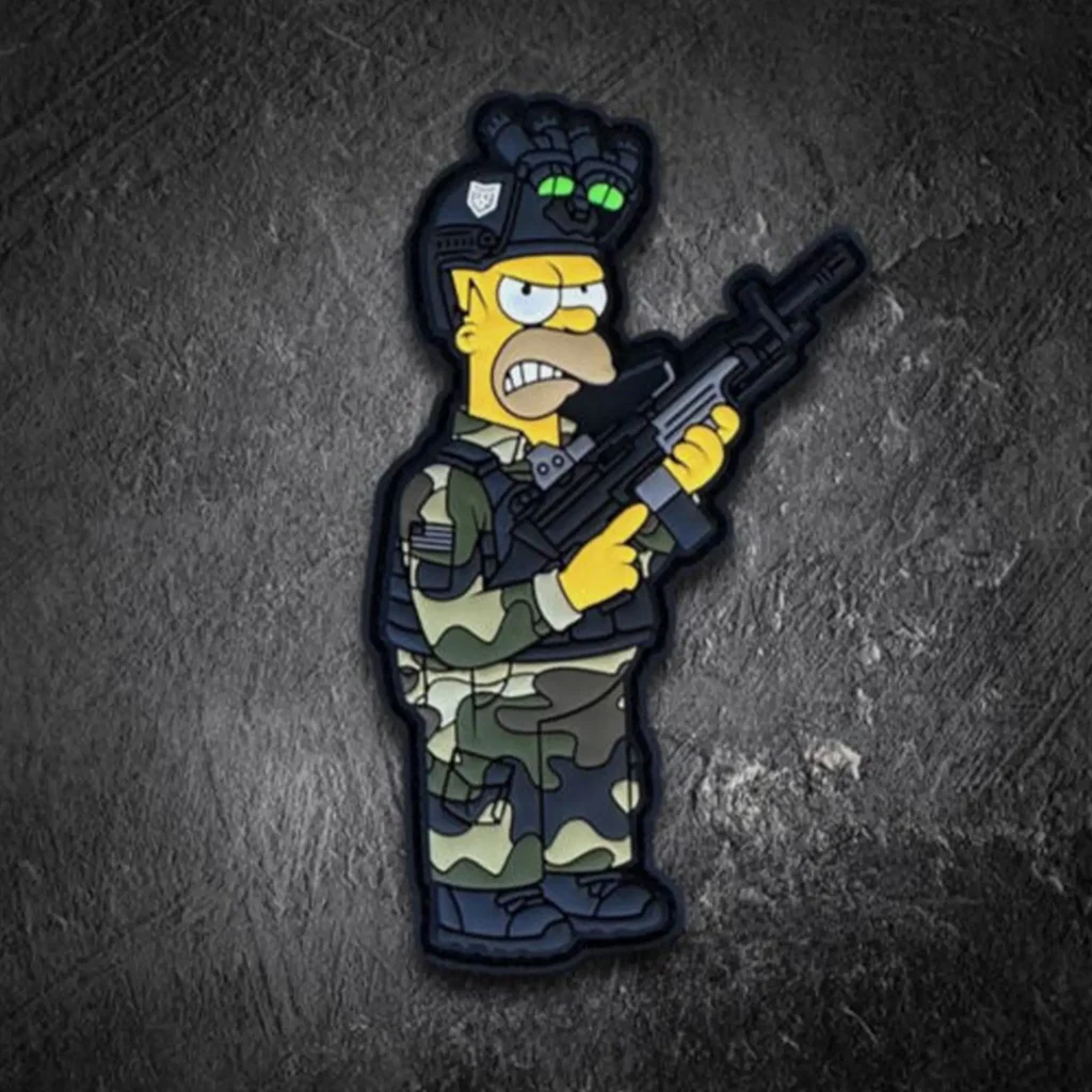 Homer Simpson tactical holding a gun pvc patch