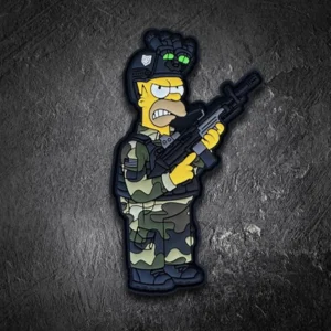 Homer Simpson tactical holding a gun pvc patch