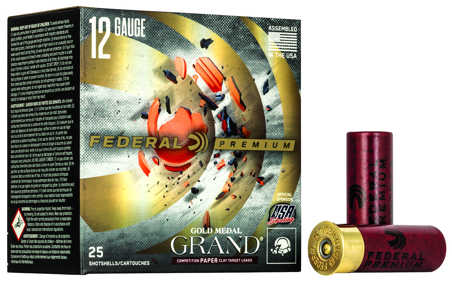 Federal Gold Medal Paper 12 Gauge 2.75" #8 Shot, 25-Round Box