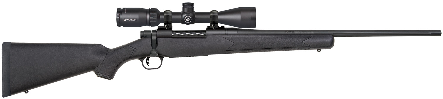Mossberg 28054 Patriot 25-06 Rem Caliber with 5+1 Capacity, 22" Fluted Barrel, Matte Blued Metal Finish & Black Synthetic Stock Right Hand (Full Size) Includes Vortex Crossfire II 3-9x40mm Scope