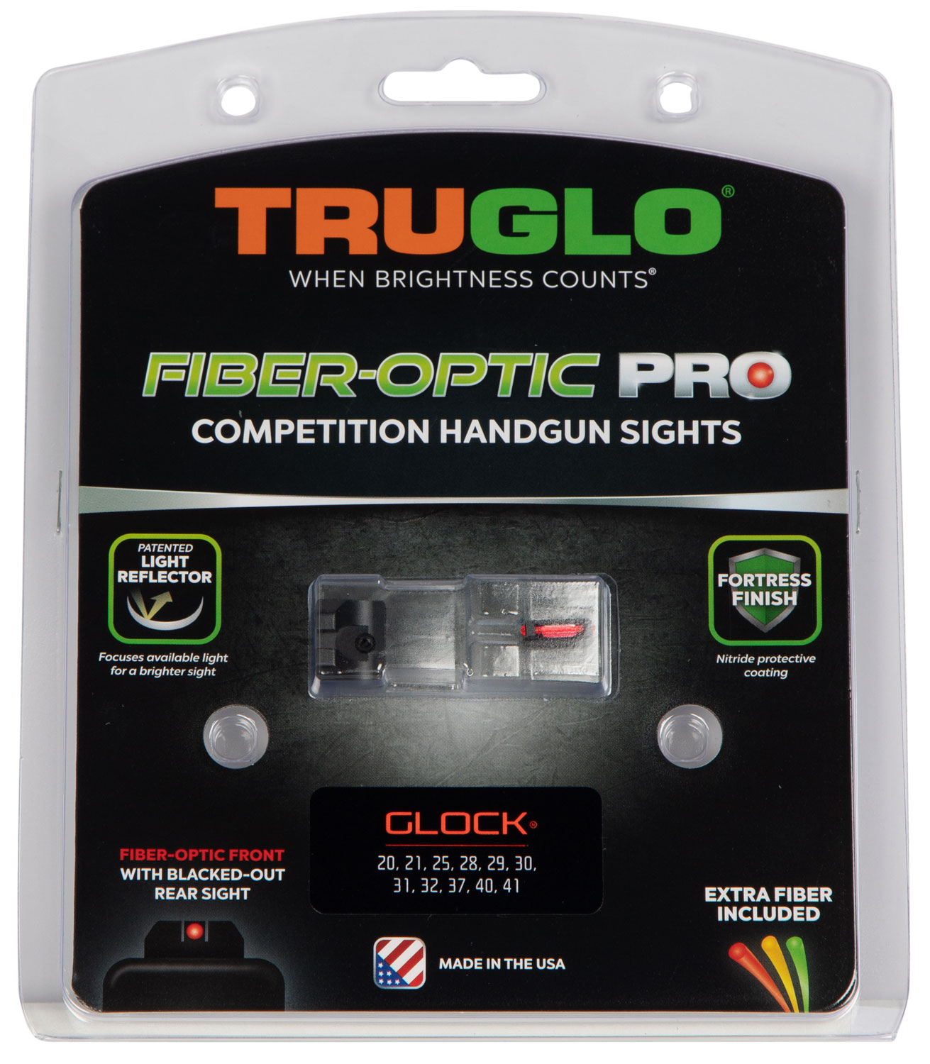 TruGlo Fiber-Optic Pro Red/Fiber Optic Front Sight-Black/Blank Rear