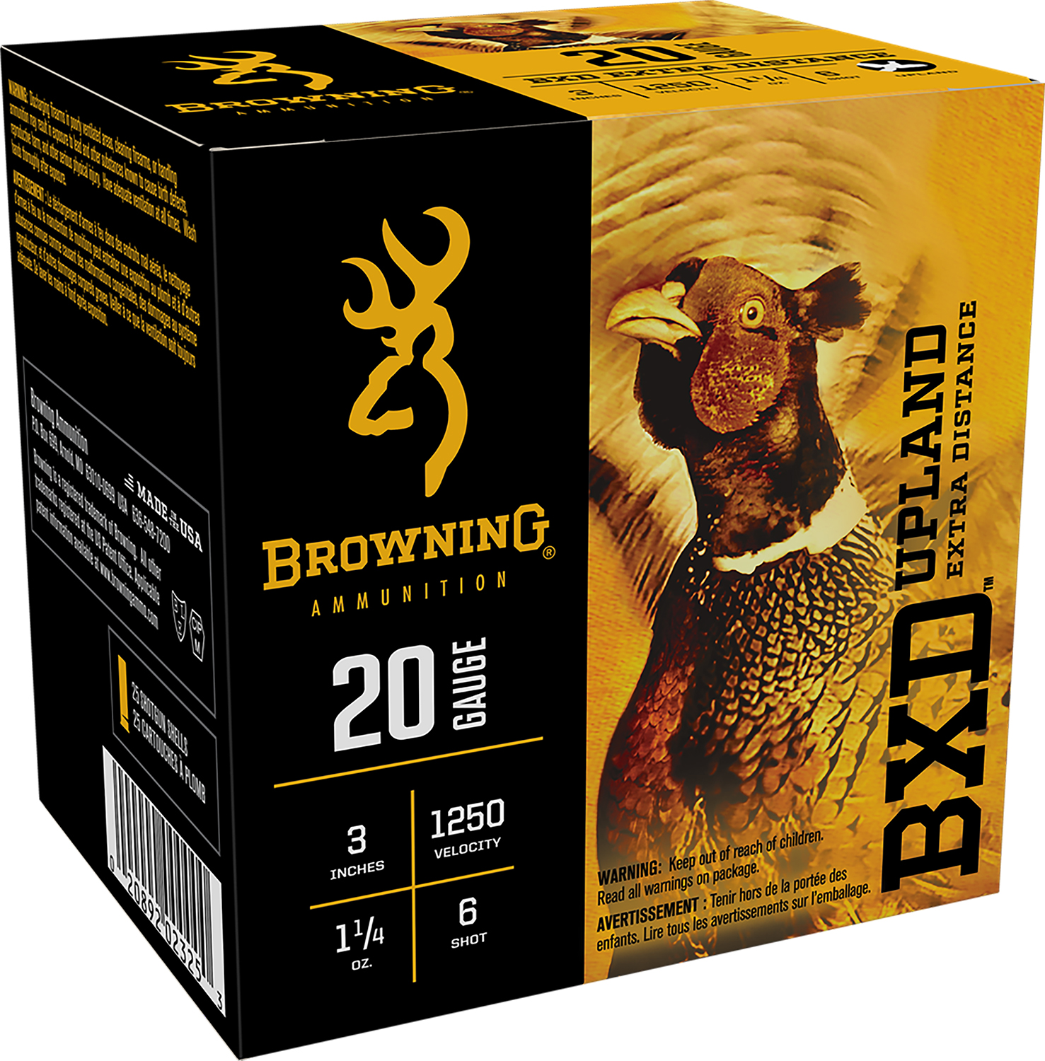 Browning BXD Upland 20 Gauge 3" #6 Shot, 25-Round Box