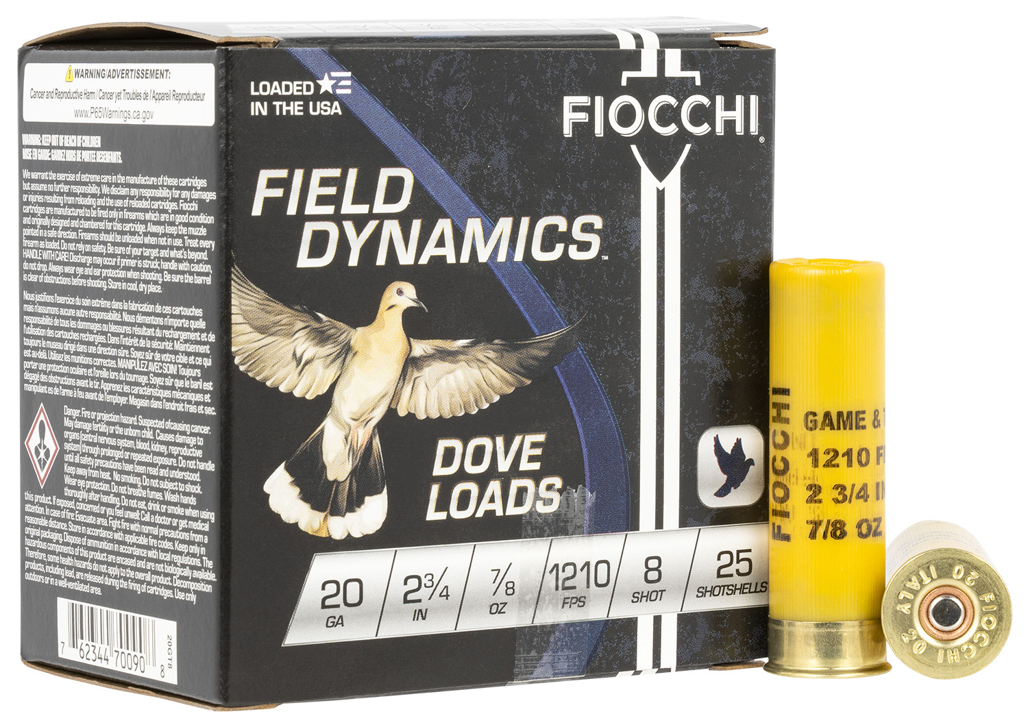Fiocchi Field Dynamics Dove & Quail 20 Gauge 2.75" #8, 25-Round Box