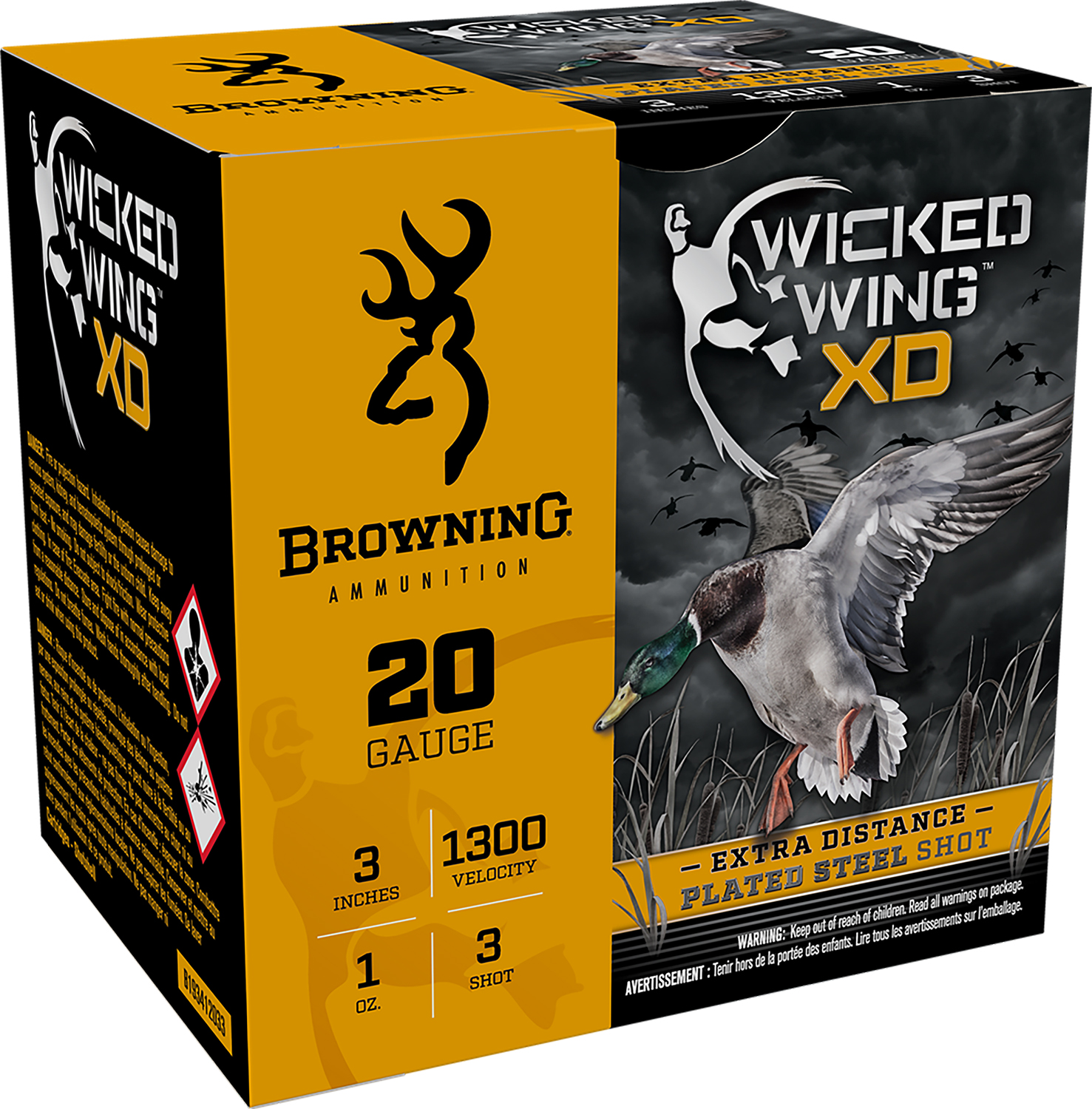 Browning Wicked Wing XD 20 Gauge 3" #3 Shot, 25-Round Box