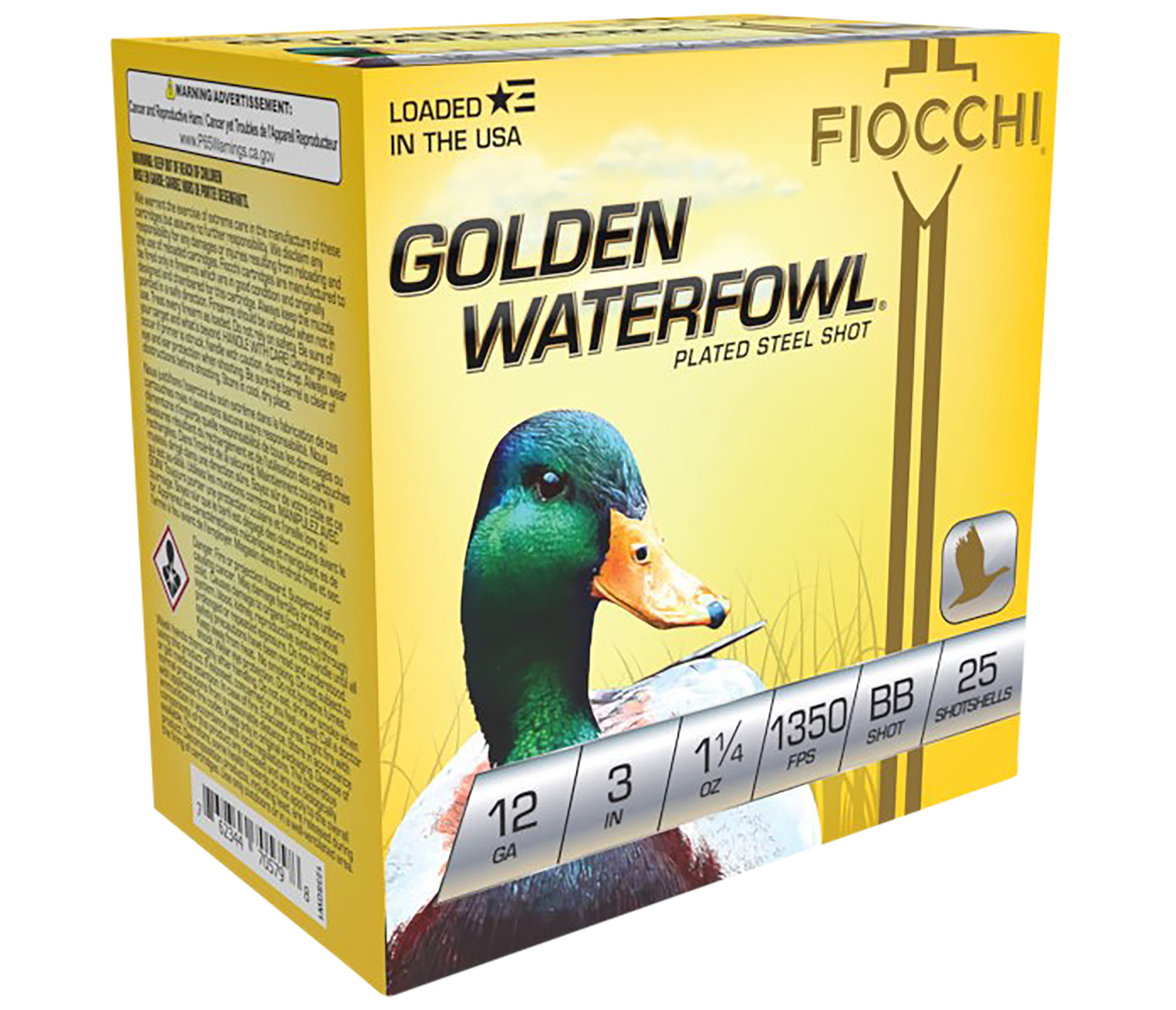 Fiocchi Golden Waterfowl 12 Gauge 3" #BB Shot, 25-Round Box