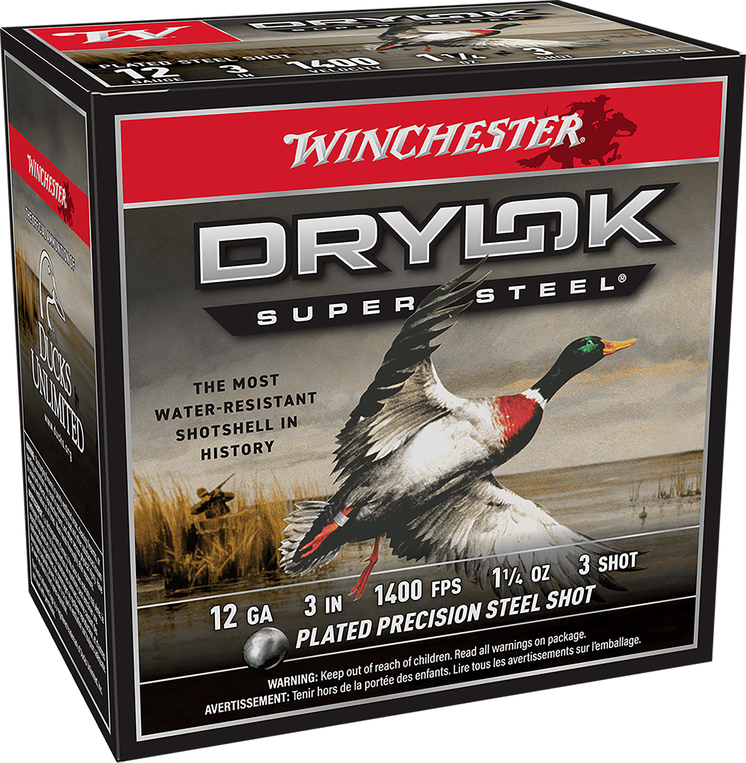 Winchester Drylok Super Steel Magnum 12 Gauge 3" #3 Shot, 25-Round Box