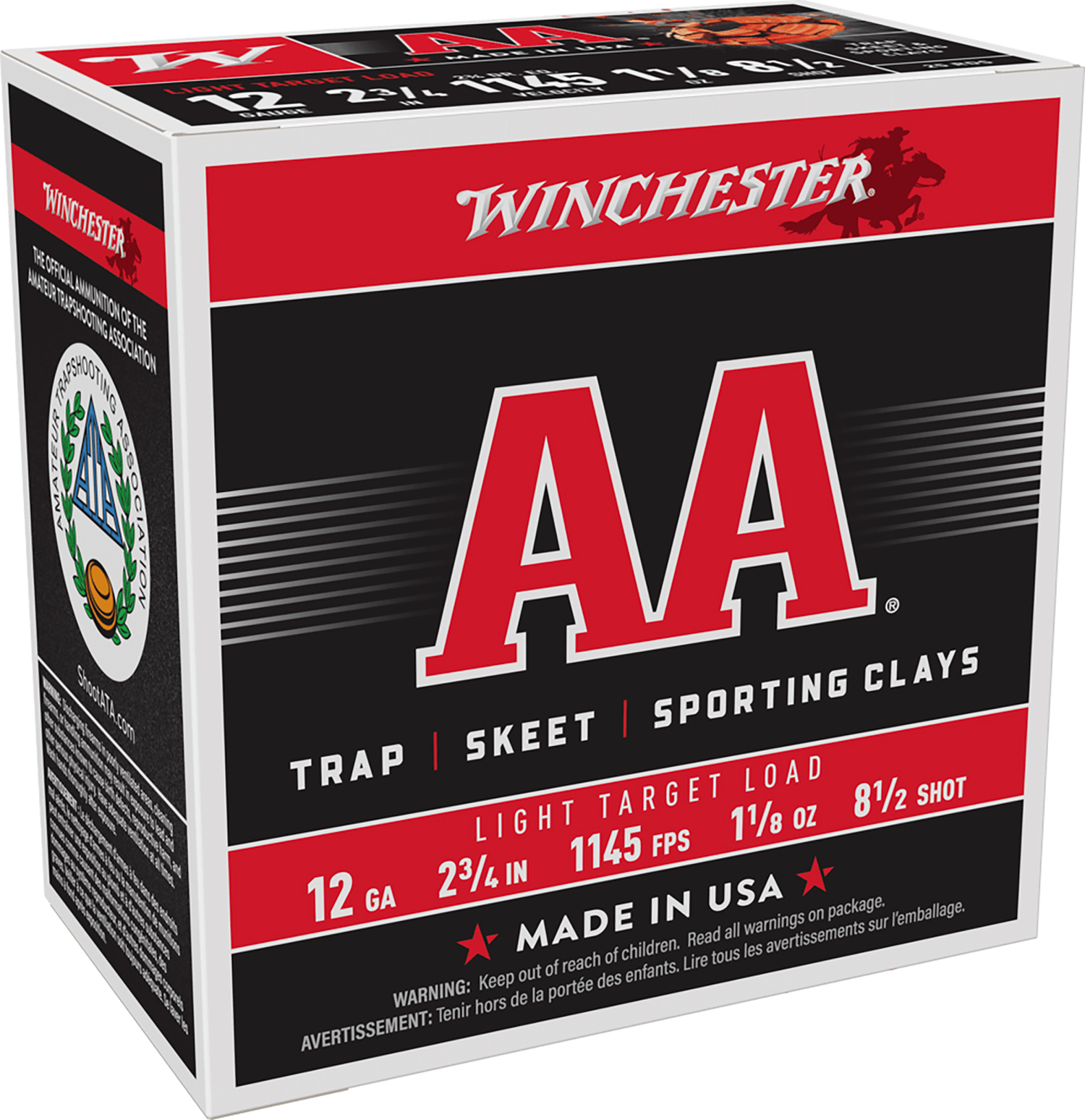 Winchester AA Light Target 12 Gauge 2.75" #8.5 Shot, 25-Round Box