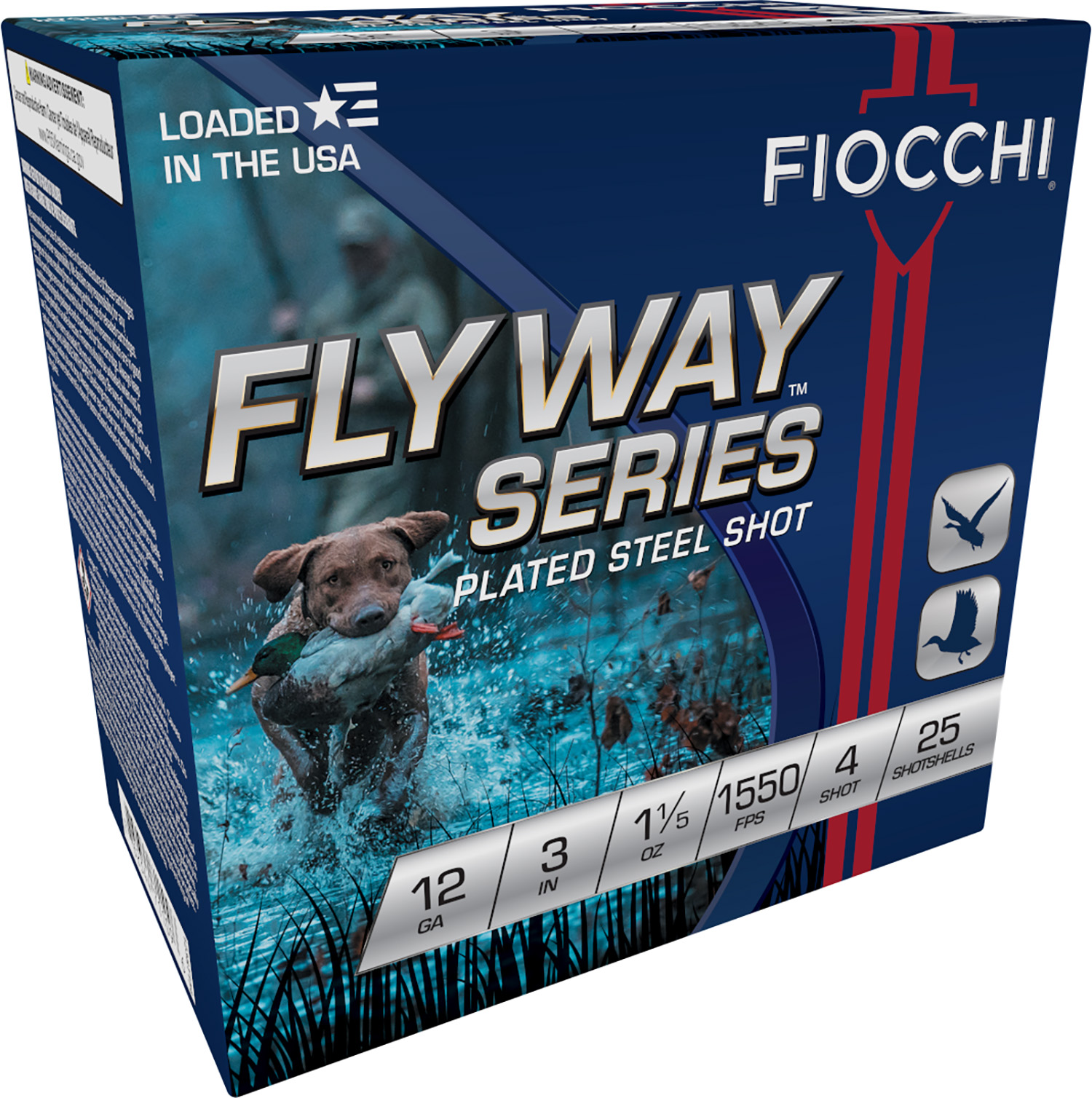 Fiocchi Flyway 12 Gauge 3" #4 Shot, 25-Round Box