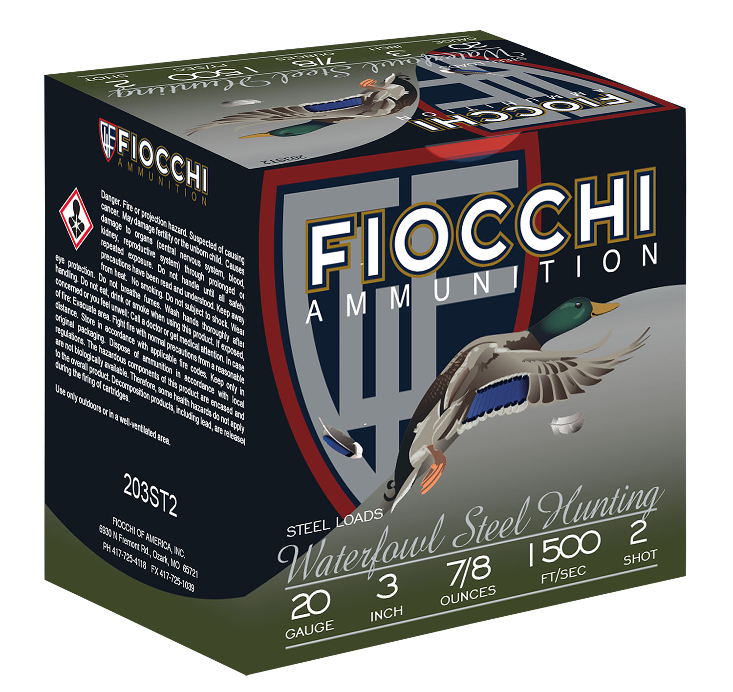 Fiocchi Flyway 20 Gauge 3" #2 Shot, 25-Round Box