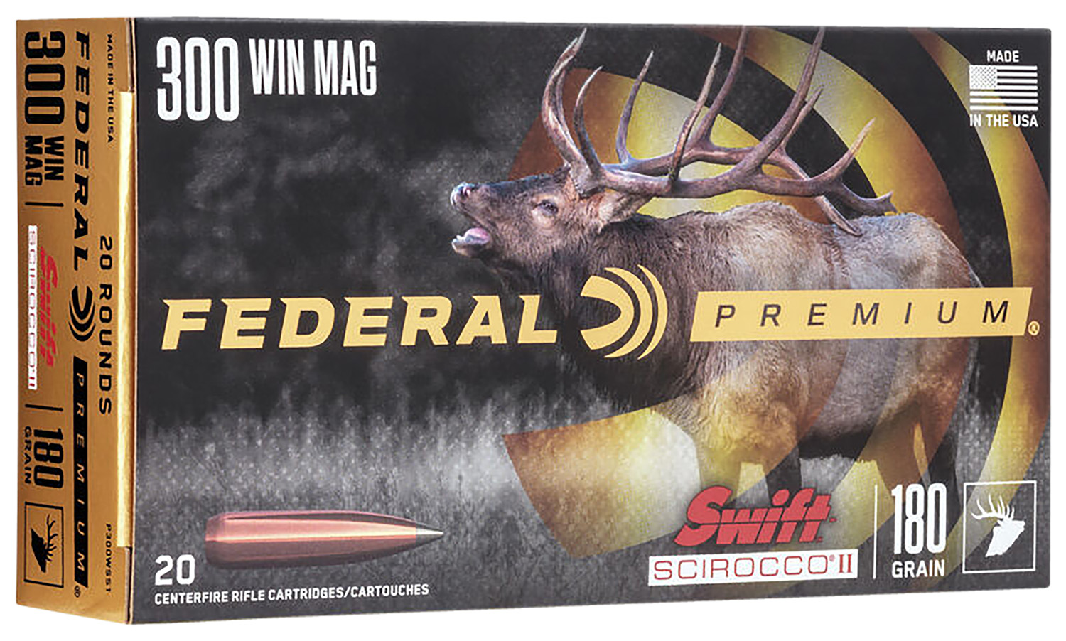 Federal P300WSS1 Premium 300WinMag 180gr Swift Scirocco II 20 Per Box/10 Case