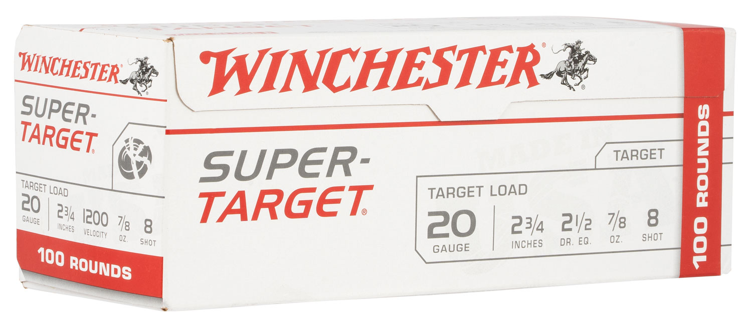 Winchester Ammo Super-Target 20 Gauge 2.75" 7/8oz #8 Shot 100 Box/2