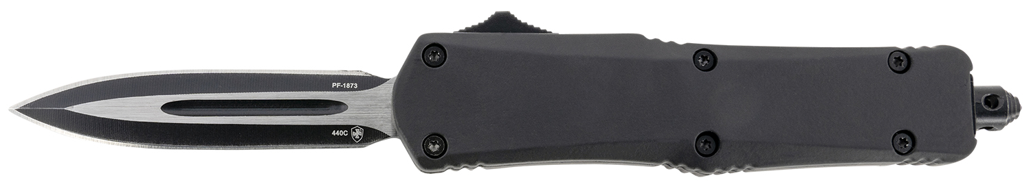 Templar Knife SBR131 Gen II Small 2.69" OTF Dagger Plain Black Oxide Stonewashed 440C SS Blade, 4.31" Black Aluminum/Rubber Handle, Glass Breaker