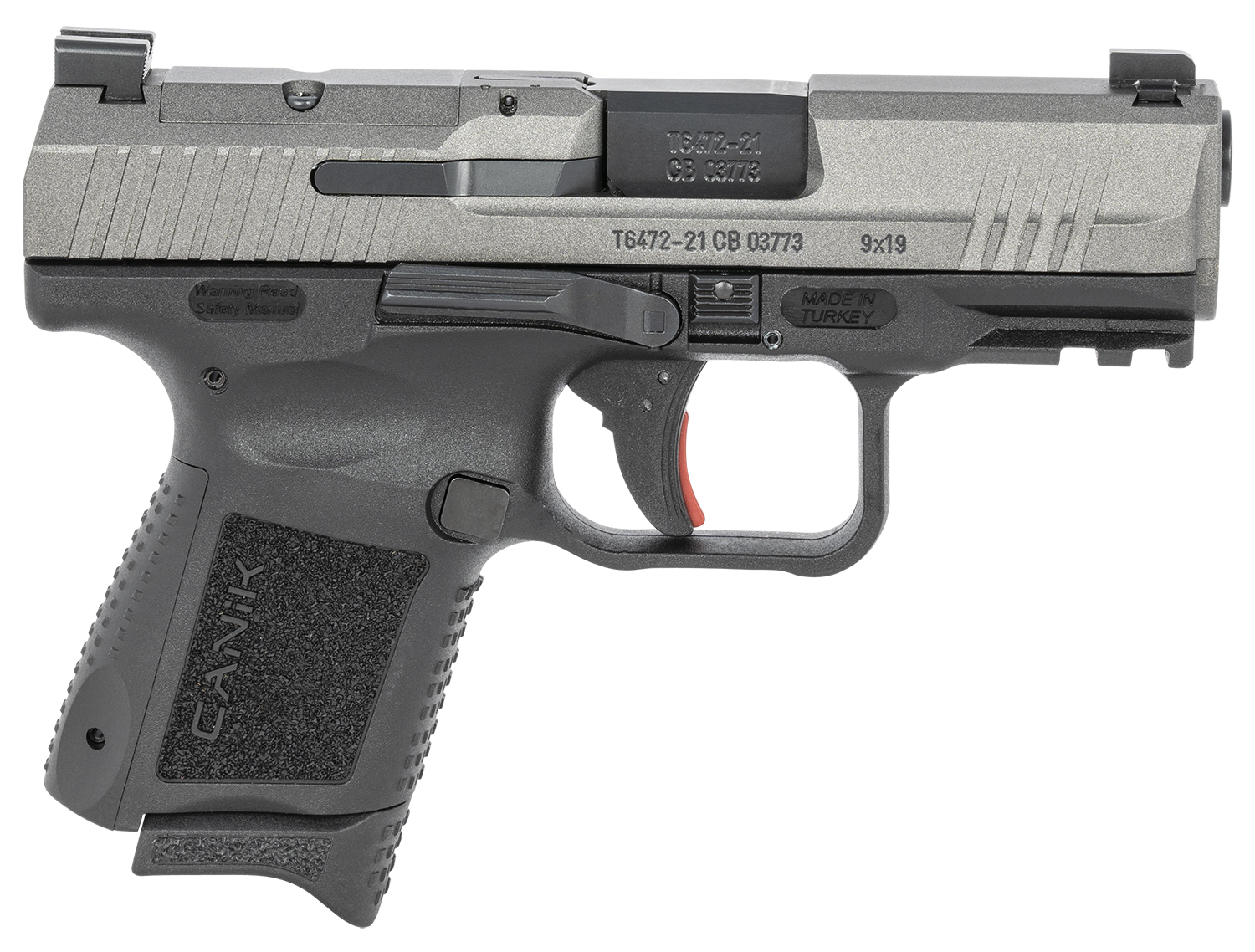 Canik HG6597TN TP9 Elite Subcompact 9mm Luger 3.60" 12+1 Black Tungsten Gray Cerakote Steel Slide Black Interchangeable Backstrap Grip