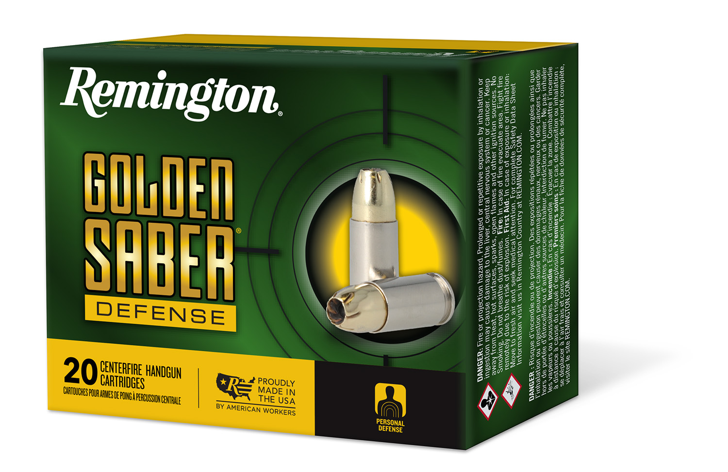 Remington Golden Saber Defense 9mmLuger 124gr JHP, 20-Round Box