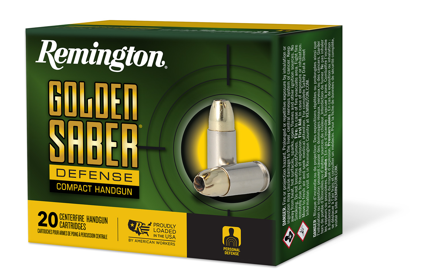Remington Golden Saber Defense 40 S&W 180gr JHP, 20-Round Box