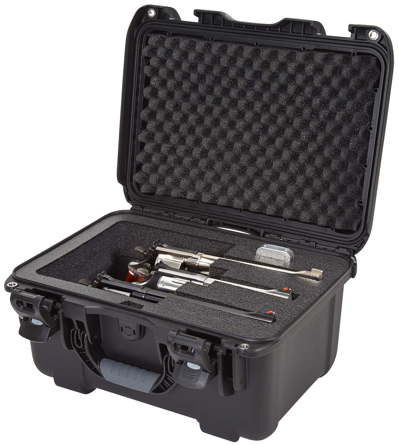 Nanuk 918 3 Up Revolver Case Black Polymer w/ Foam Padding & Latches