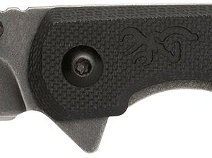 Browning 3220514 Branded Rock EDC 3" Folding Drop Point Plain Black Stonewashed 7Cr17MoV SS Blade, Black G10 Handle
