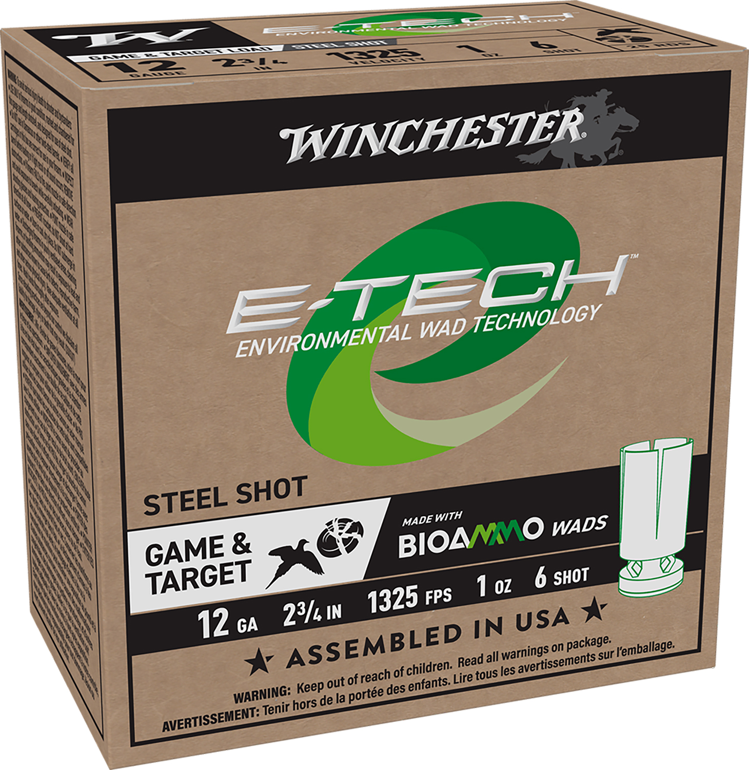 Winchester E-Tech 12 Gauge 2.75" #6 Shot, 25-Round Box
