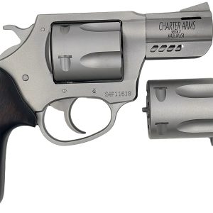 Charter Arms 73920 Double Dog  Large 9mm Luger/357 Mag/38 Special 5 Shot 2.20" Overall Stainless Steel Ported Barrel, Cylinder & Frame, Walnut Grip, Exposed Hammer