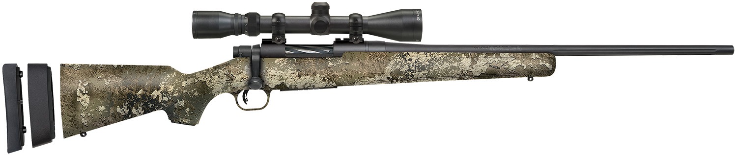 Mossberg 28257 Patriot Super Bantam w/Optic 350 Legend 4+1 22" Matte Blued Fluted Threaded Barrel, Matte Blued Drilled & Tapped Receiver, Adj LOP TrueTimber Strata Synthetic Stock, 3-9x40mm Duplex