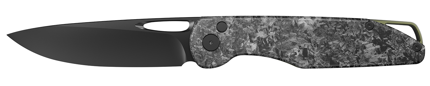 Outdoor Edge KN1C Kaytan 3.30" Drop Point Plain Black Oxide 8Cr13MoV SS Blade Carbon Fiber Handle