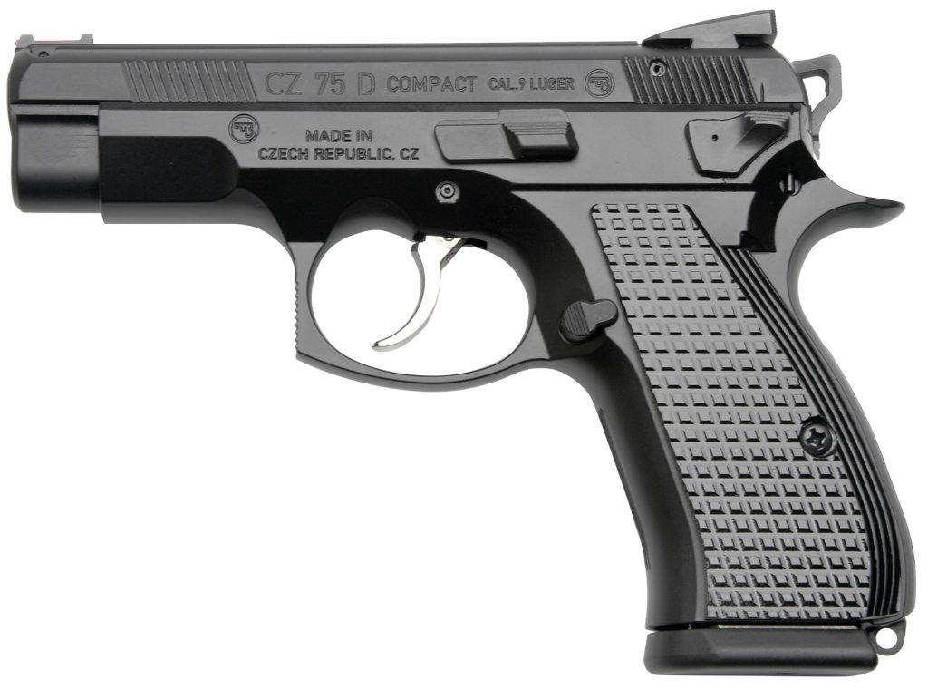 Cz Custom Shop 91048 CZ 75 D PCR Compact Frame 9mm Luger 15+1 3.90" Steel Barrel Black, Serrated Black Slide, Polycoat Aluminum Frame w/Beavertail, Black Checkered Aluminum Grip
