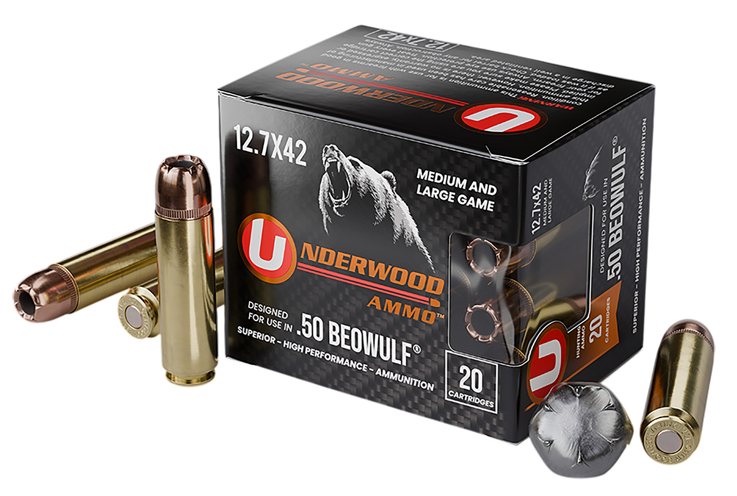 Underwood 518 XTP 50Beowulf 350gr JHP, 20-Round Box