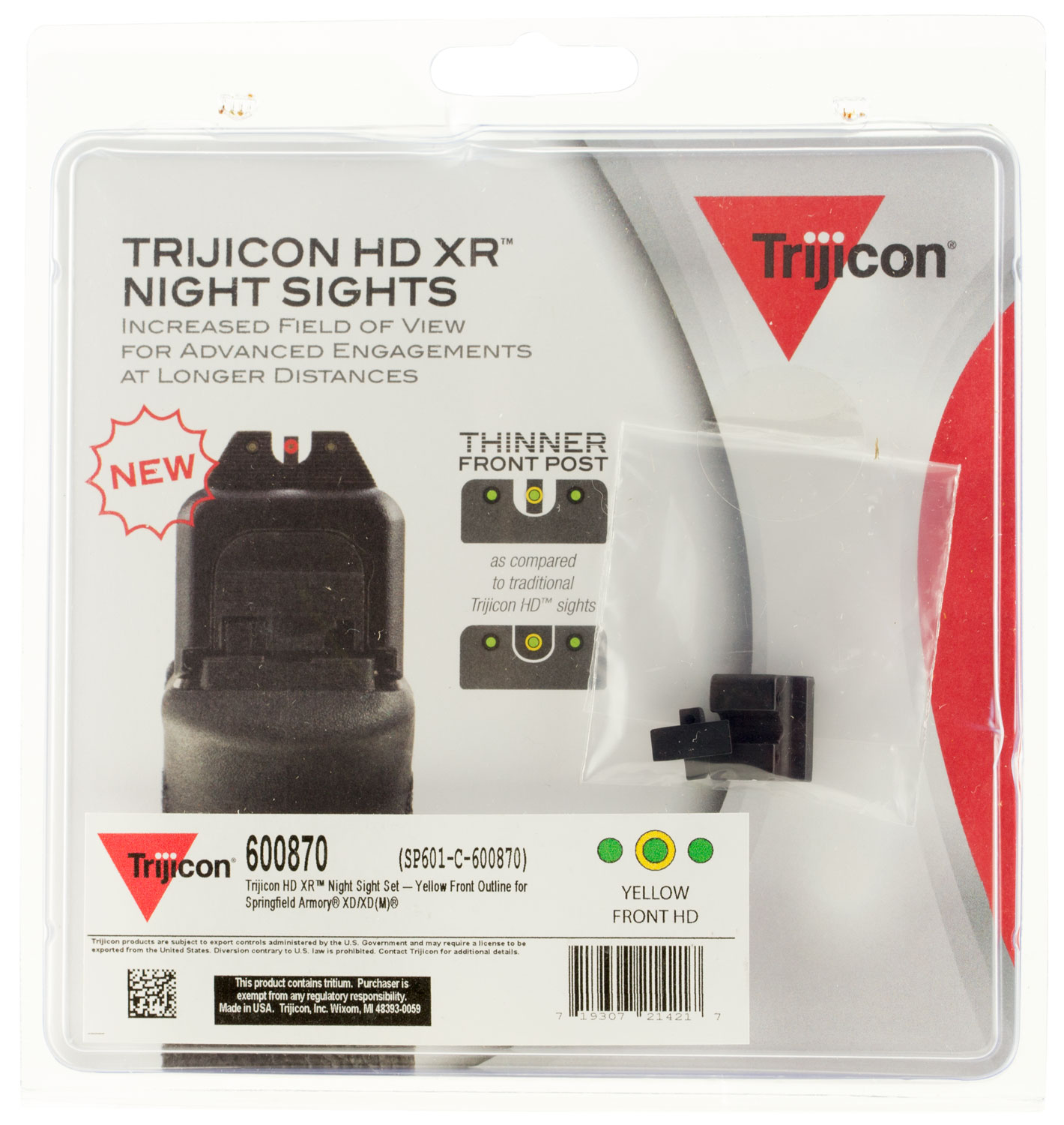 Trijicon HD XR Night Sights Green/Tritium Yellow Outline Front
