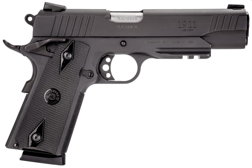 Taurus 1191101B1 1911  Full Size Frame 45 ACP 8+1 5" Matte Stainless Steel Barrel, Matte Black Serrated Steel Slide & Frame w/Beavertail & Picatinny Rail, Black Checkered Polymer Grip, Right Hand