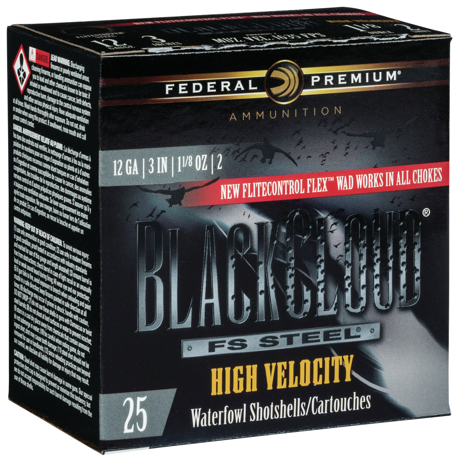 Federal Black Cloud FS High Velocity 12 Gauge 3" #2 Shot, 25-Round Box