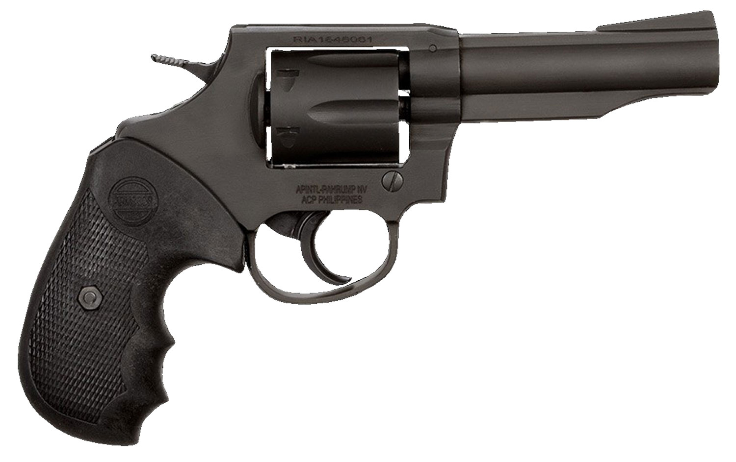 Rock Island 51261 M200 Medium Frame 38 Special 6rd 4" Black Parkerized Steel Barrel, Cylinder & Frame, Black Finger Grooved Grip, Transfer Bar Safety, Exposed Hammer