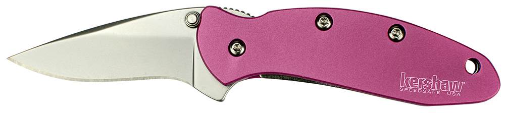 Kershaw 1600PINK Chive 1.90" Folding Drop Point Plain Bead Blasted 420HC SS Blade Pink Anodized Aluminum Handle Includes Pocket Clip