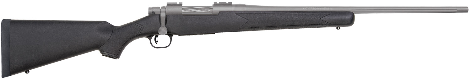 Mossberg 28007 Patriot Full Size 308 Win 5+1 22" Stainless Cerakote Fluted Barrel, Stainless Cerakote Receiver Drilled & Tapped, Black Fixed Synthetic Stock, Right Hand