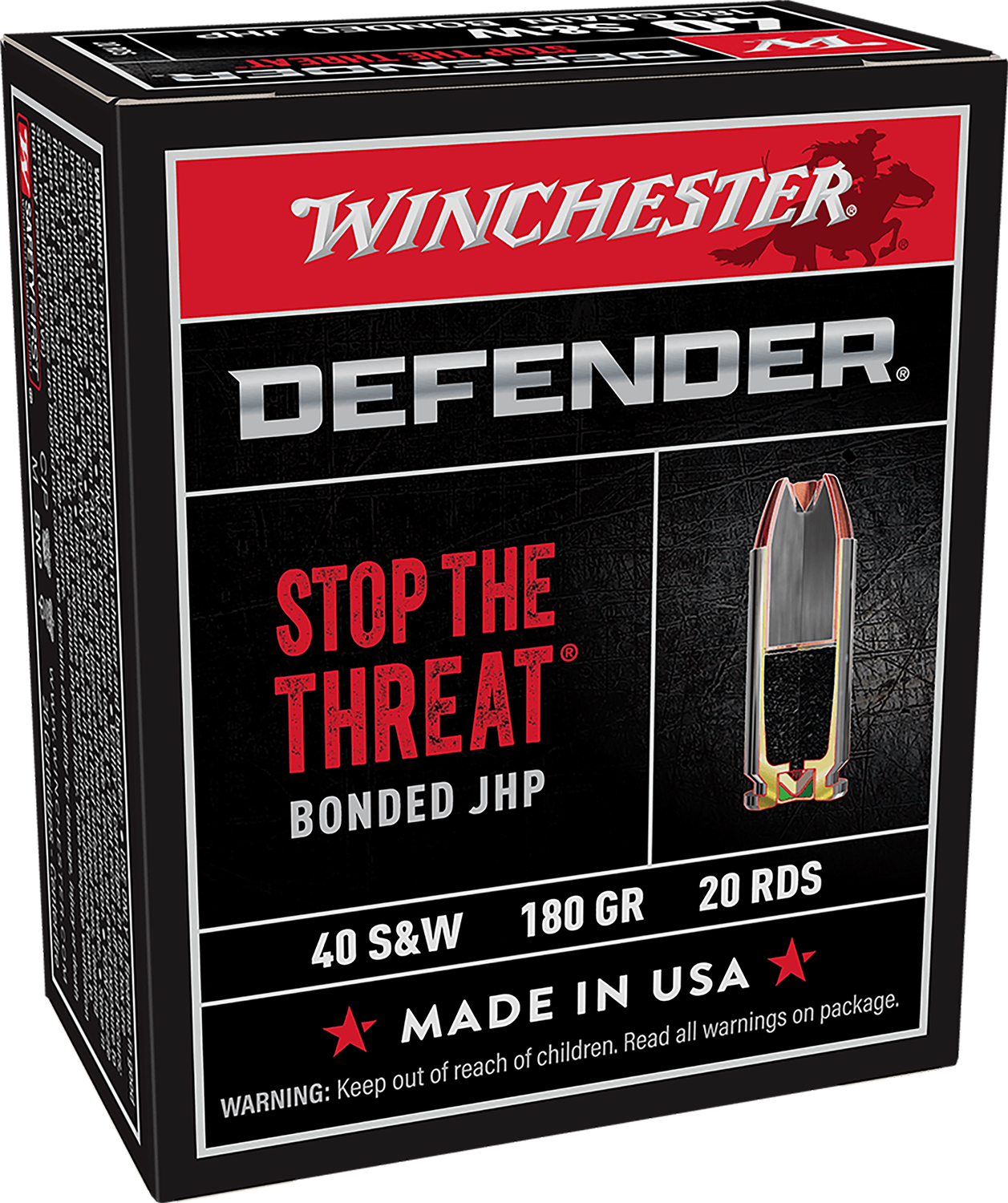 Winchester Defender 40 S&W 180gr HP, 20-Round Box