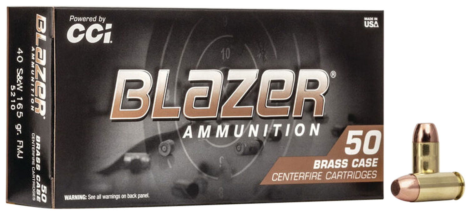 CCI 5210 Blazer Brass Handgun 40 S&W 165gr FMJ, 50-Round Box