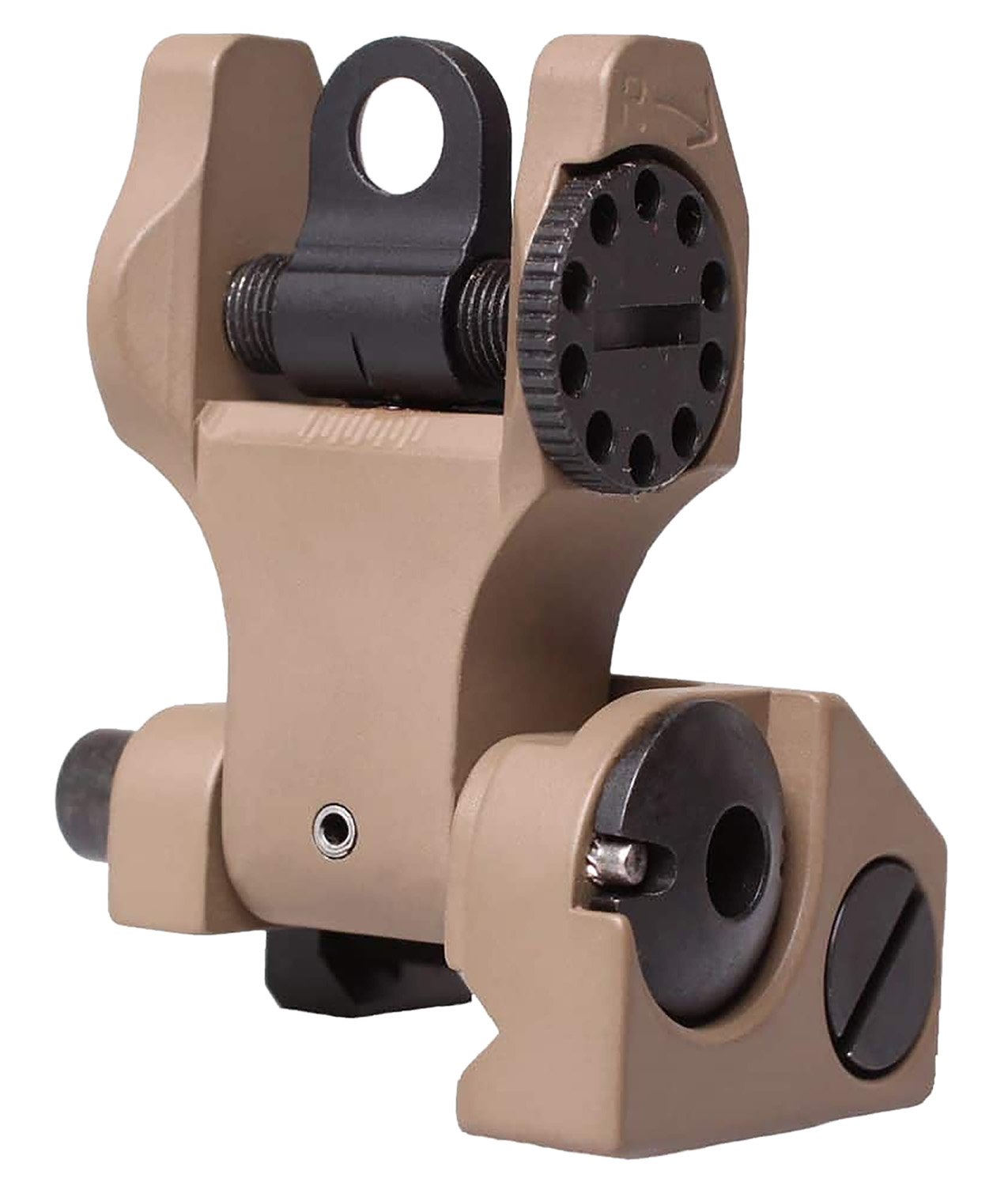 Troy Ind SSIGFBSROFT00 Rear Folding BattleSight Round Flat Dark Earth Folding for AR-15