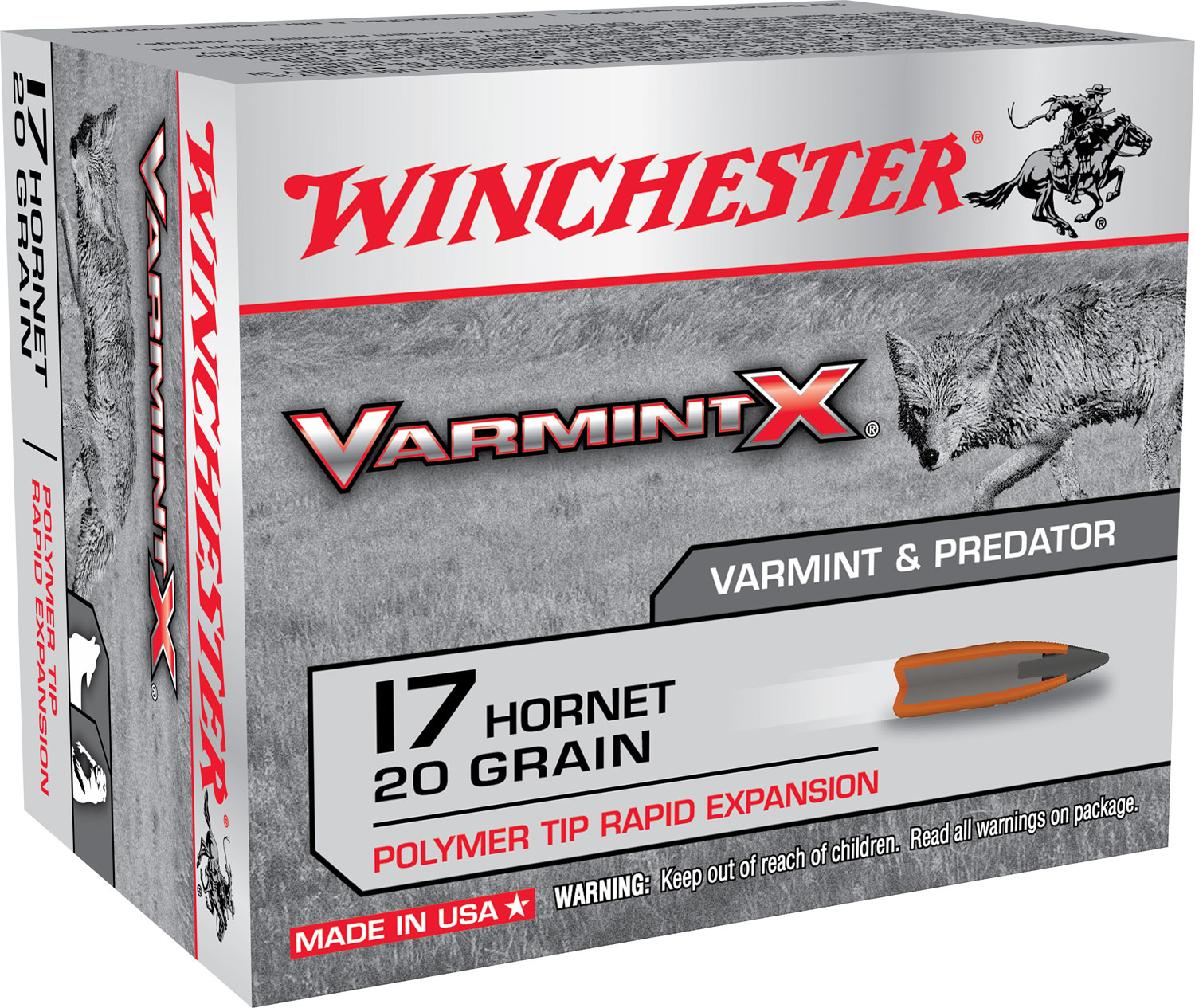 Winchester X17P Varmint X 17 Hornet 20gr Poly Tip, 20-Round Box